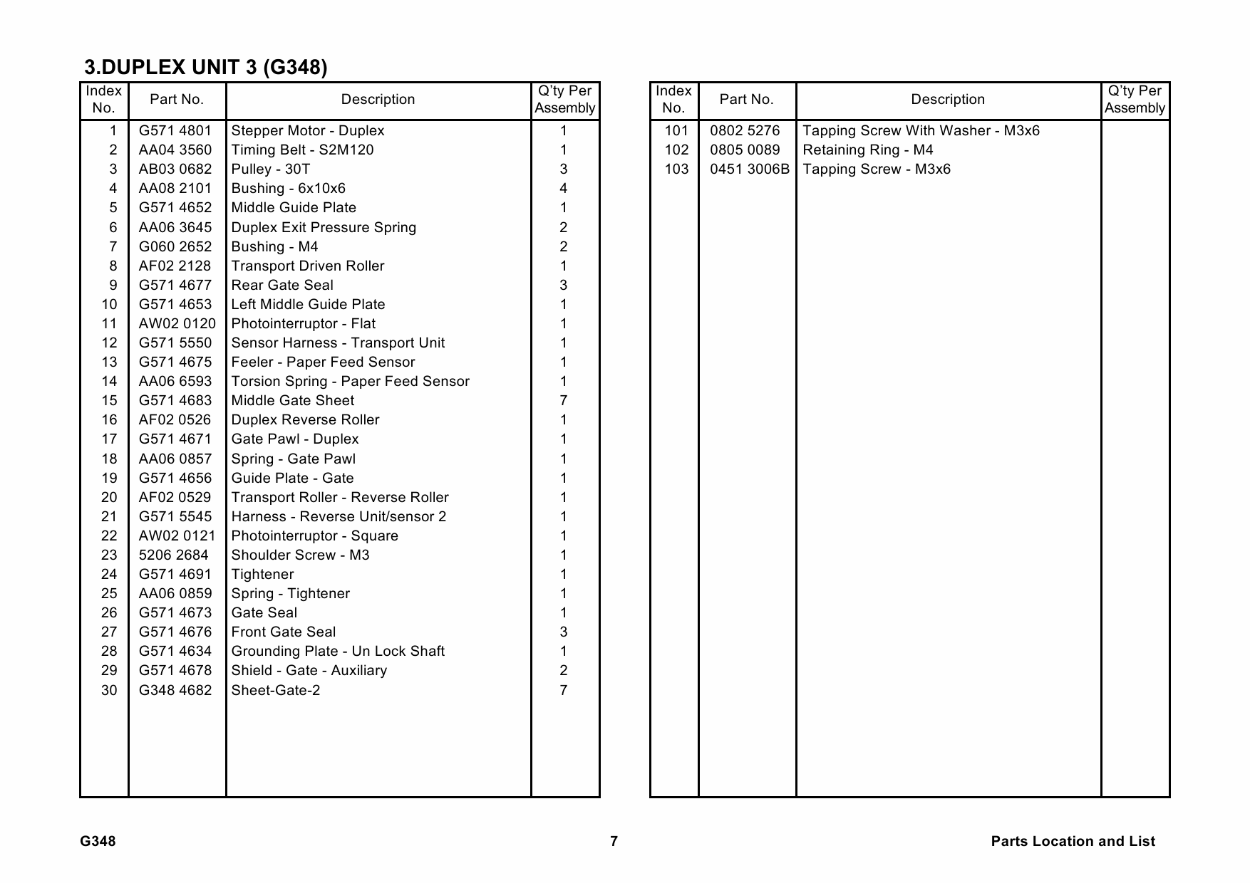 RICOH Options G348 DUPLEX-UNIT-TYPE-7000 Parts Catalog PDF download-4